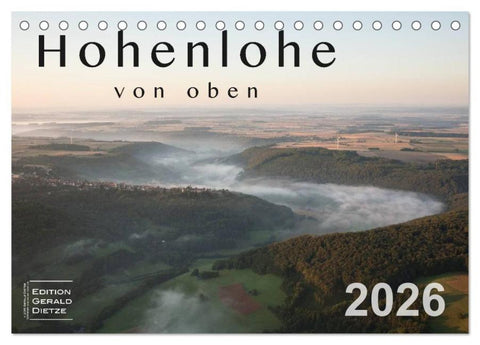 Hohenlohe von oben (Tischkalender 2026 DIN A5 quer), CALVENDO Monatskalender