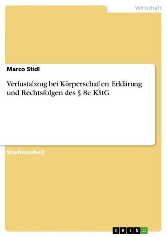 Verlustabzug bei Körperschaften. Erklärung und Rechtsfolgen des § 8c KStG