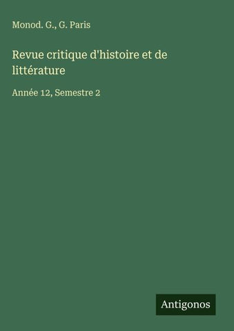 Revue critique d'histoire et de littérature