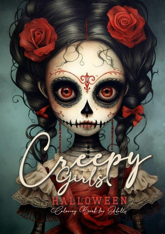 Halloween Girls Graustufen Malbuch für Ewachsene