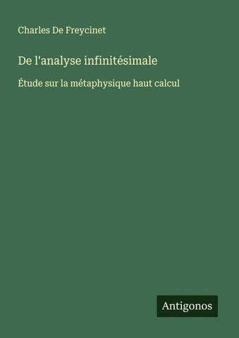 De l'analyse infinitésimale