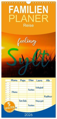 Familienplaner 2026 - feeling Sylt mit 5 Spalten (Wandkalender, 21 x 45 cm) CALVENDO
