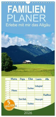 Familienplaner 2026 - Erlebe mit mir das Allgäu mit 5 Spalten (Wandkalender, 21 x 45 cm) CALVENDO