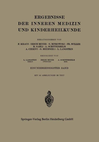 Ergebnisse der Inneren Medizin und Kinderheilkunde
