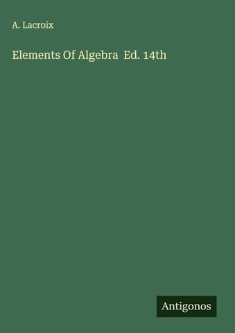 Elements Of Algebra  Ed. 14th