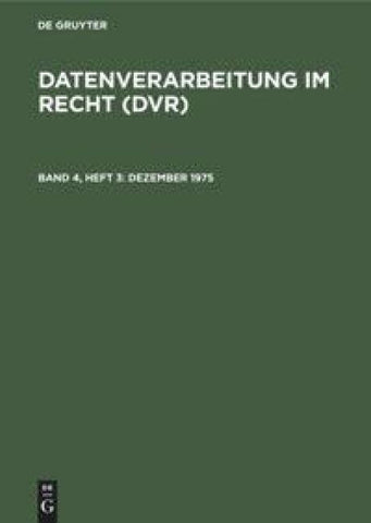Datenverarbeitung im Recht (DVR) / Dezember 1975