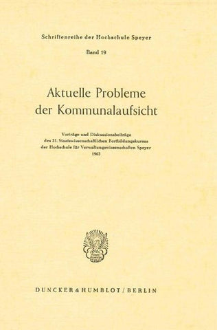 Aktuelle Probleme der Kommunalaufsicht.