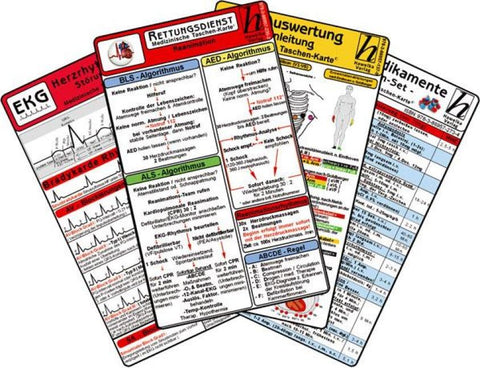 Rettungsdienst Karten-Set 2025 - EKG Diagnostik & Ableitungen, Notfallmedikamente, Reanimation - Rettungsdienst, Beatmung - Leitfaden für Oxygenierungs-Störungen