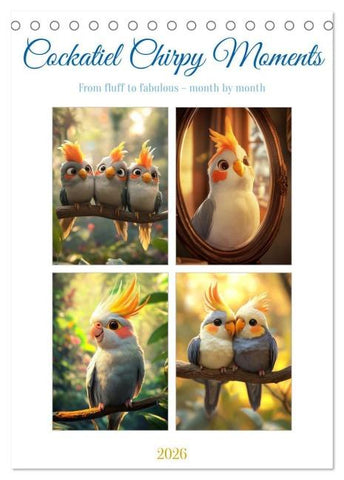 Cockatiel Chirpy Moments (Desk Calendar 2026 DIN A5 portrait), CALVENDO 12 Month DeskCalendar