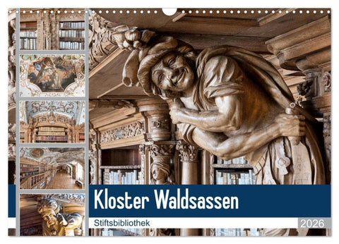 Kloster Waldsassen Stiftsbibliothek (Wandkalender 2026 DIN A3 quer), CALVENDO Monatskalender