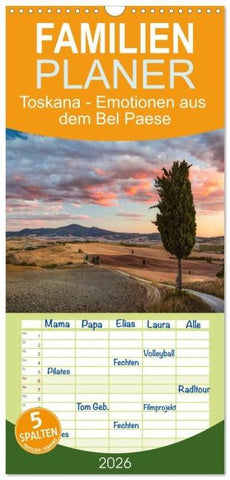 Familienplaner 2026 - Toskana - Emotionen aus dem Bel Paese mit 5 Spalten (Wandkalender, 21 x 45 cm) CALVENDO