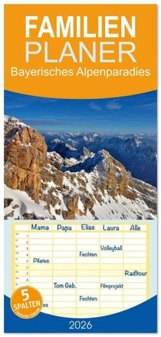 Familienplaner 2026 - Bayerisches Alpenparadies mit 5 Spalten (Wandkalender, 21 x 45 cm) CALVENDO