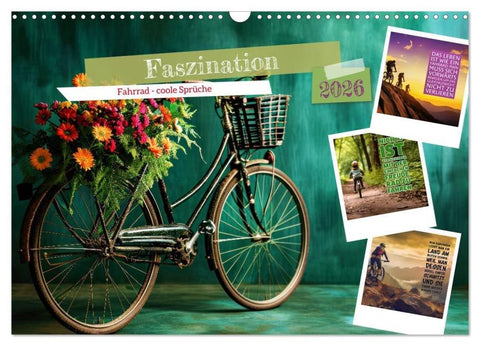 Faszination Fahrrad - coole Sprüche (Wandkalender 2026 DIN A3 quer), CALVENDO Monatskalender