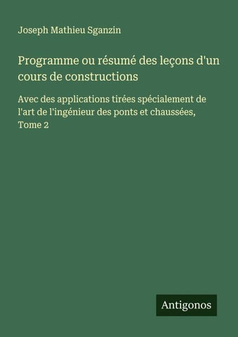 Programme ou résumé des leçons d'un cours de constructions