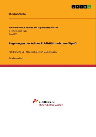 Regelungen der Ad-hoc Publizität nach dem WpHG