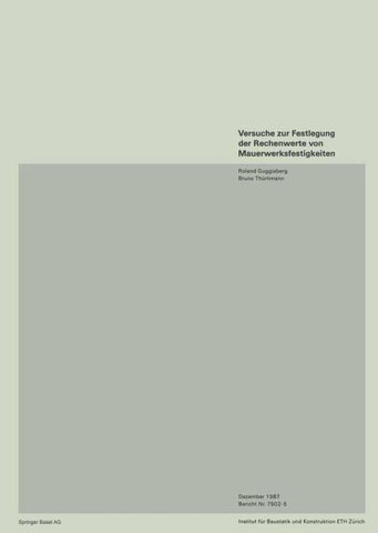 Versuche zur Festlegung der Rechenwerte von Mauerwerksfestigkeiten