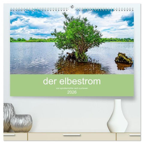 der elbestrom (hochwertiger Premium Wandkalender 2026 DIN A2 quer), Kunstdruck in Hochglanz