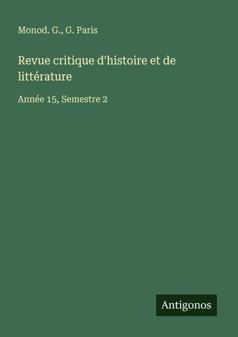 Revue critique d'histoire et de littérature