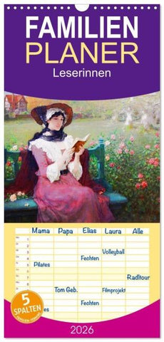 Familienplaner 2026 - Leserinnen mit 5 Spalten (Wandkalender, 21 x 45 cm) CALVENDO