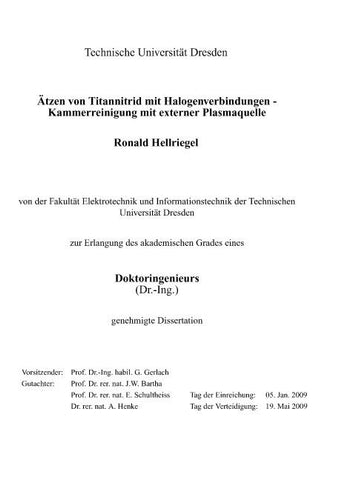 Ätzen von Titannitrid mit Halogenverbindungen