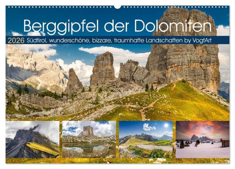 Berggipfel der Dolomiten (Wandkalender 2026 DIN A2 quer), CALVENDO Monatskalender