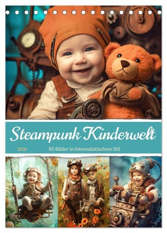 Steampunk Kinderwelt (Tischkalender 2026 DIN A5 hoch), CALVENDO Monatskalender