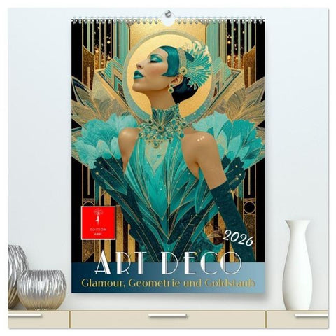 Art Deco - Glamour, Geometrie und Goldstaub (hochwertiger Premium Wandkalender 2026 DIN A2 hoch), Kunstdruck in Hochglanz