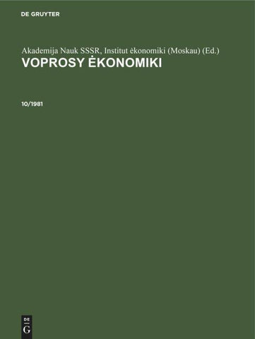 Voprosy ėkonomiki. 10/1981