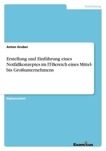 Erstellung und Einführung eines Notfallkonzeptes im IT-Bereich eines Mittel- bis Großunternehmens