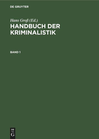 Handbuch der Kriminalistik / Handbuch der Kriminalistik. Band 1