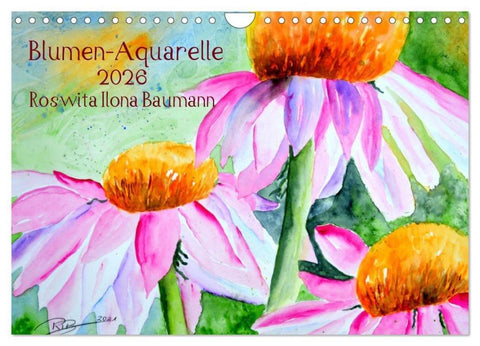 Blumen-Aquarelle (Wandkalender 2026 DIN A4 quer), CALVENDO Monatskalender