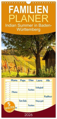 Familienplaner 2026 - Indian Summer in Baden-Württemberg mit 5 Spalten (Wandkalender, 21 x 45 cm) CALVENDO