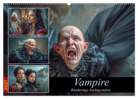 Vampire - Blutdurstige Nachtgestalten (Wandkalender 2027 DIN A2 quer), CALVENDO Monatskalender