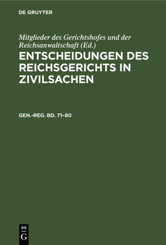 Generalregister zum einundsiebzigsten bis achtzigsten Bande