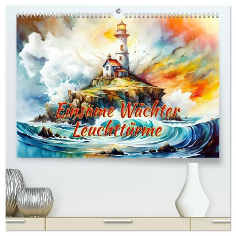 Einsame Wächter Leuchttürme (hochwertiger Premium Wandkalender 2026 DIN A2 quer), Kunstdruck in Hochglanz
