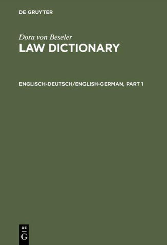 Dora von Beseler: Law Dictionary / Englisch-Deutsch/English-German