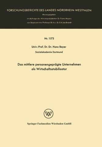 Das mittlere personengeprägte Unternehmen als Wirtschaftsstabilisator