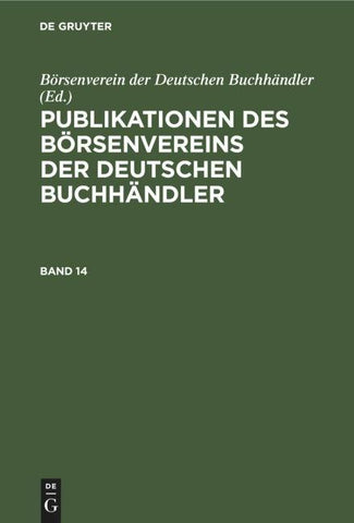 Publikationen des Börsenvereins der Deutschen Buchhändler. Band 14