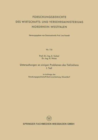 Untersuchungen an einigen Problemen des Tiefziehens