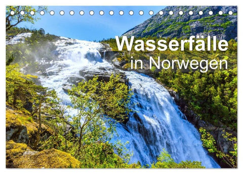 Wasserfälle in Norwegen (Tischkalender 2026 DIN A5 quer), CALVENDO Monatskalender