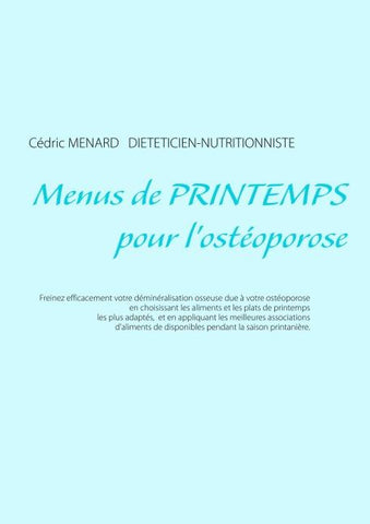 Menus de printemps pour l'ostéoporose