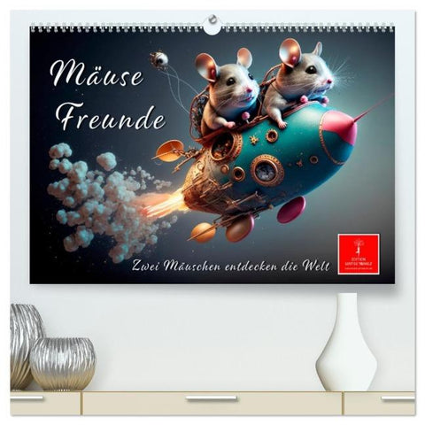 Mäuse Freunde (hochwertiger Premium Wandkalender 2026 DIN A2 quer), Kunstdruck in Hochglanz