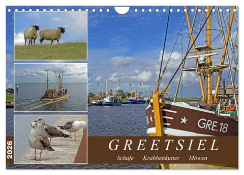 GREETSIEL - Schafe - Krabbenkutter - Möwen (Wandkalender 2026 DIN A4 quer), CALVENDO Monatskalender
