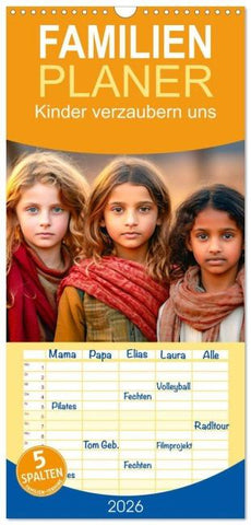 Familienplaner 2026 - Kinder verzaubern uns mit 5 Spalten (Wandkalender, 21 x 45 cm) CALVENDO