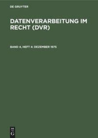 Datenverarbeitung im Recht (DVR) / Dezember 1975