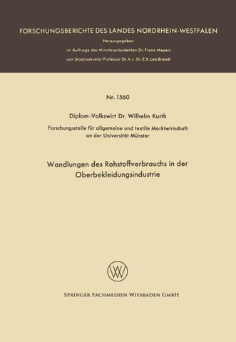 Wandlungen des Rohstoffverbrauchs in der Oberbekleidungsindustrie
