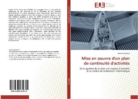 Mise en oeuvre d'un plan de continuité d'activités