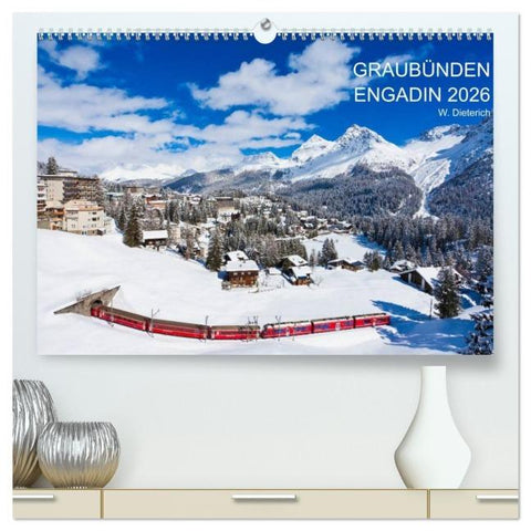 Graubünden Engadin 2026 (hochwertiger Premium Wandkalender 2026 DIN A2 quer), Kunstdruck in Hochglanz