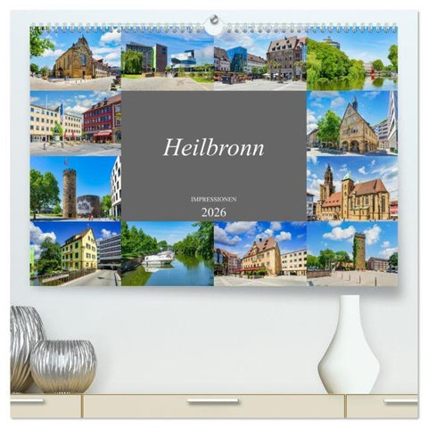 Heilbronn Impressionen (hochwertiger Premium Wandkalender 2026 DIN A2 quer), Kunstdruck in Hochglanz