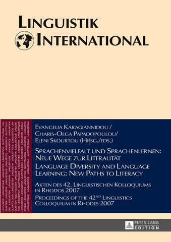 Sprachenvielfalt und Sprachenlernen: Neue Wege zur Literalitaet / Language Diversity and Language Learning: New Paths to Literacy